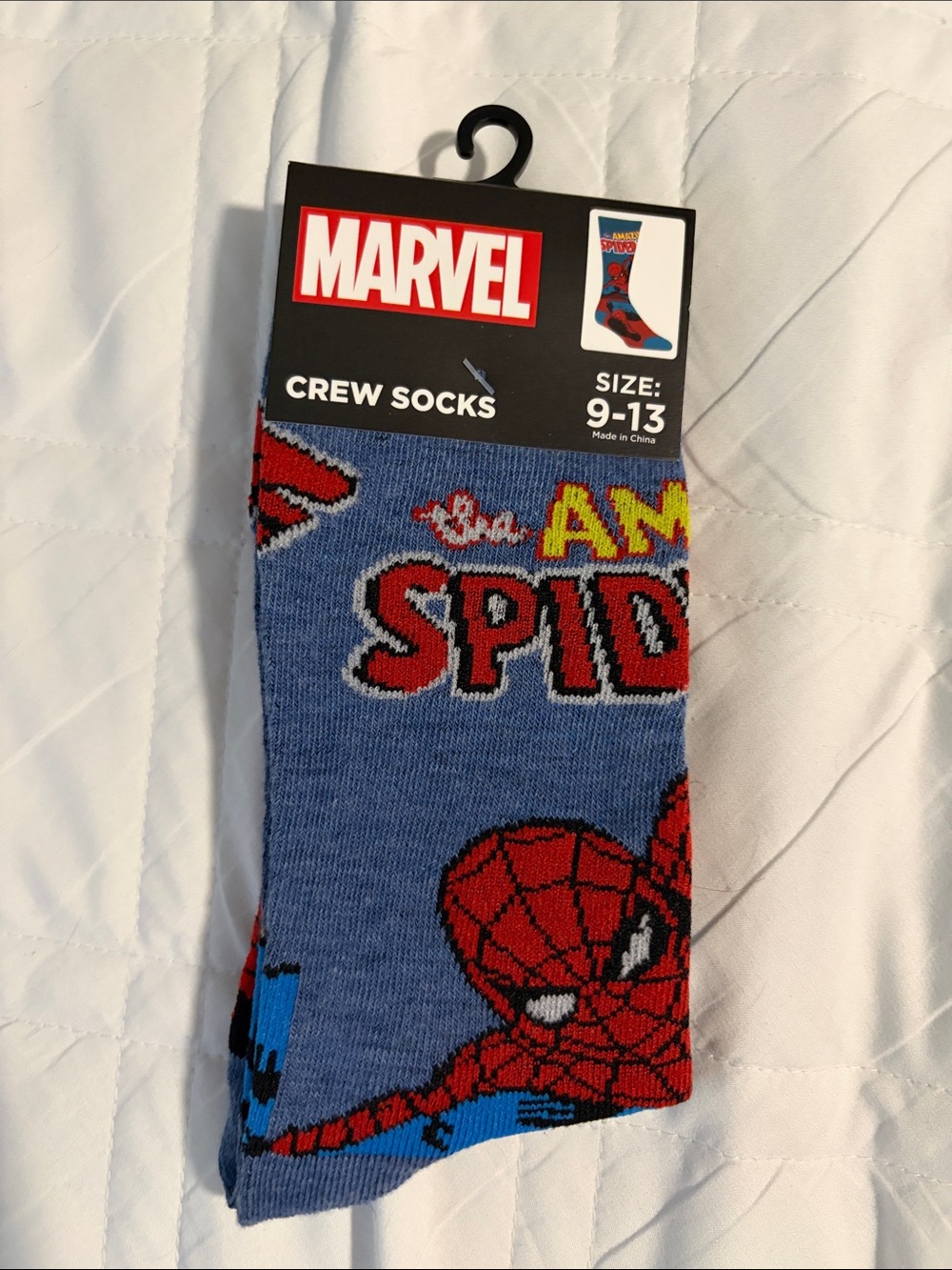 Marvel Spider-Man Crew Socks in Blue, Red and Yellow